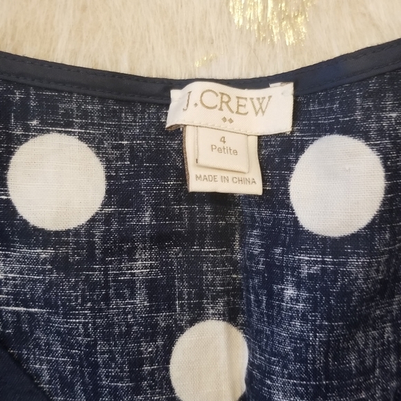 J.Crew Navy and White Polka Dot Top - Picture 2 of 6